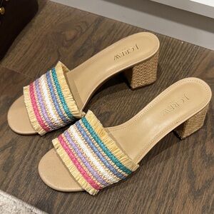 J. Crew Multicolor Woven Block Heel Sandals
